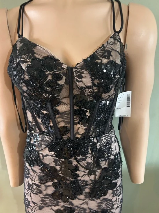 BLONDIE NITES DEBBIE" LONG SEQUIN CORSET TRUMPET GOWN SIZE 1 NWT - Picture 9 of 14